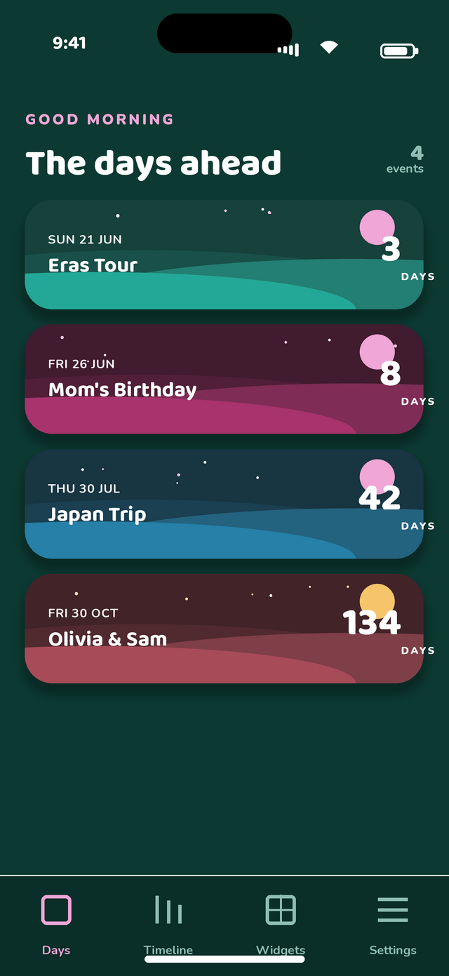 List of colourful countdowns